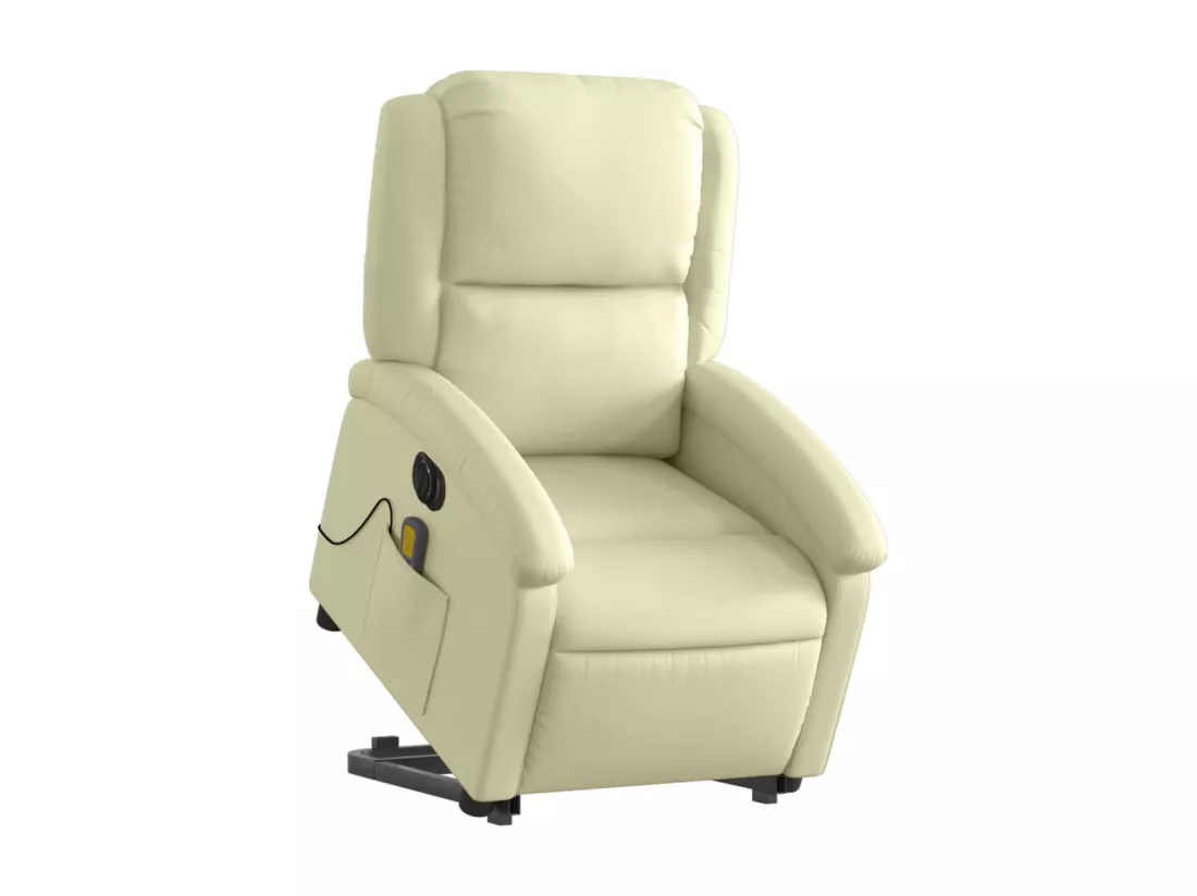 Fauteuil inclinable massant électrique crème cuir véritable