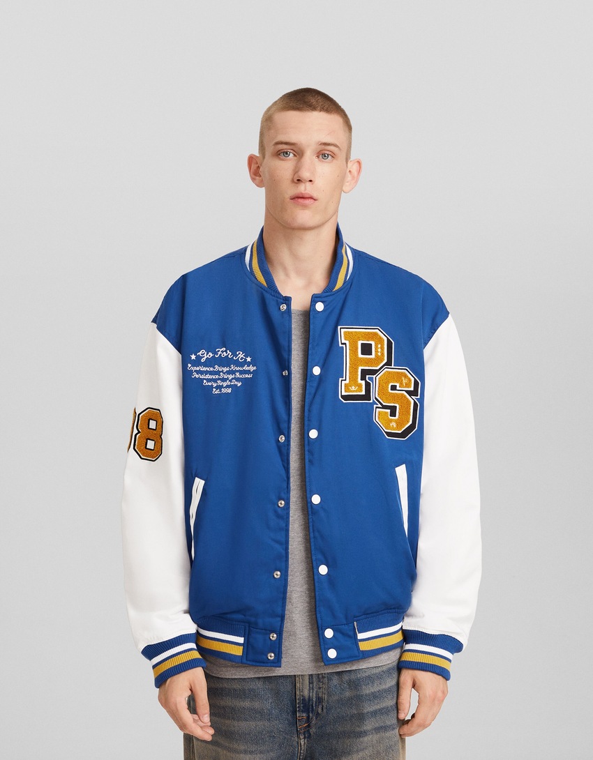Jaqueta bomber acolchoada com patches