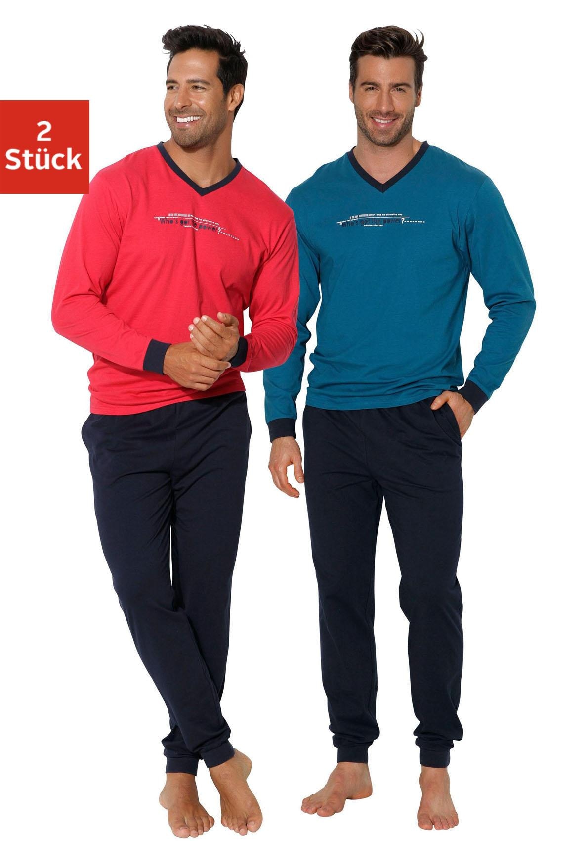 AUTHENTIC LE JOGGER Pyjama Packung, 2 Stück, 4 Stk. tlg., Schlafanzug mit Frontprint