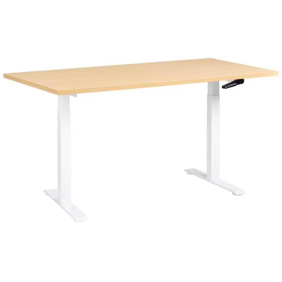 DESTINES - Verstelbaarbureau - Wit/Lichtbruin - 160x72 cm - Vezelplaat