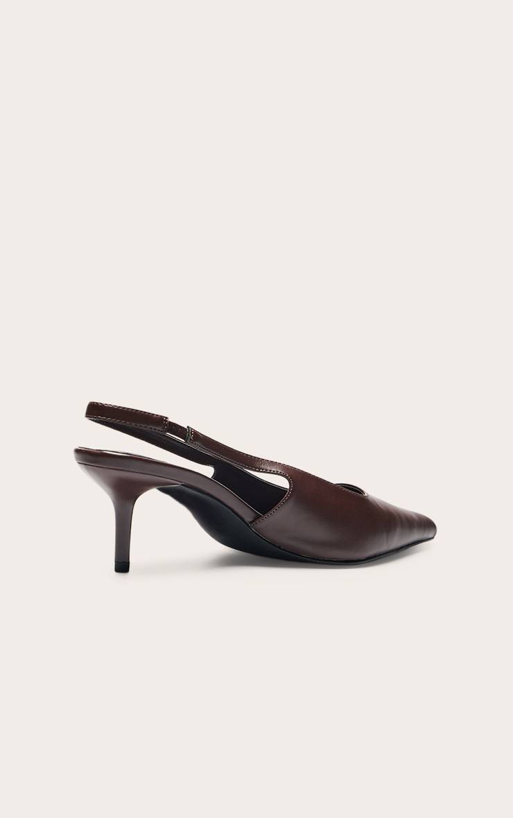 Chocolat Escarpins À Bride Arrière En Synthétiquecuir Bout Pointu Coupe Large