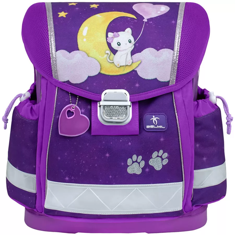Belmil Schulranzen Classy Schulranzen Set 5-teilig mit Brustgurt Caty on the Moon