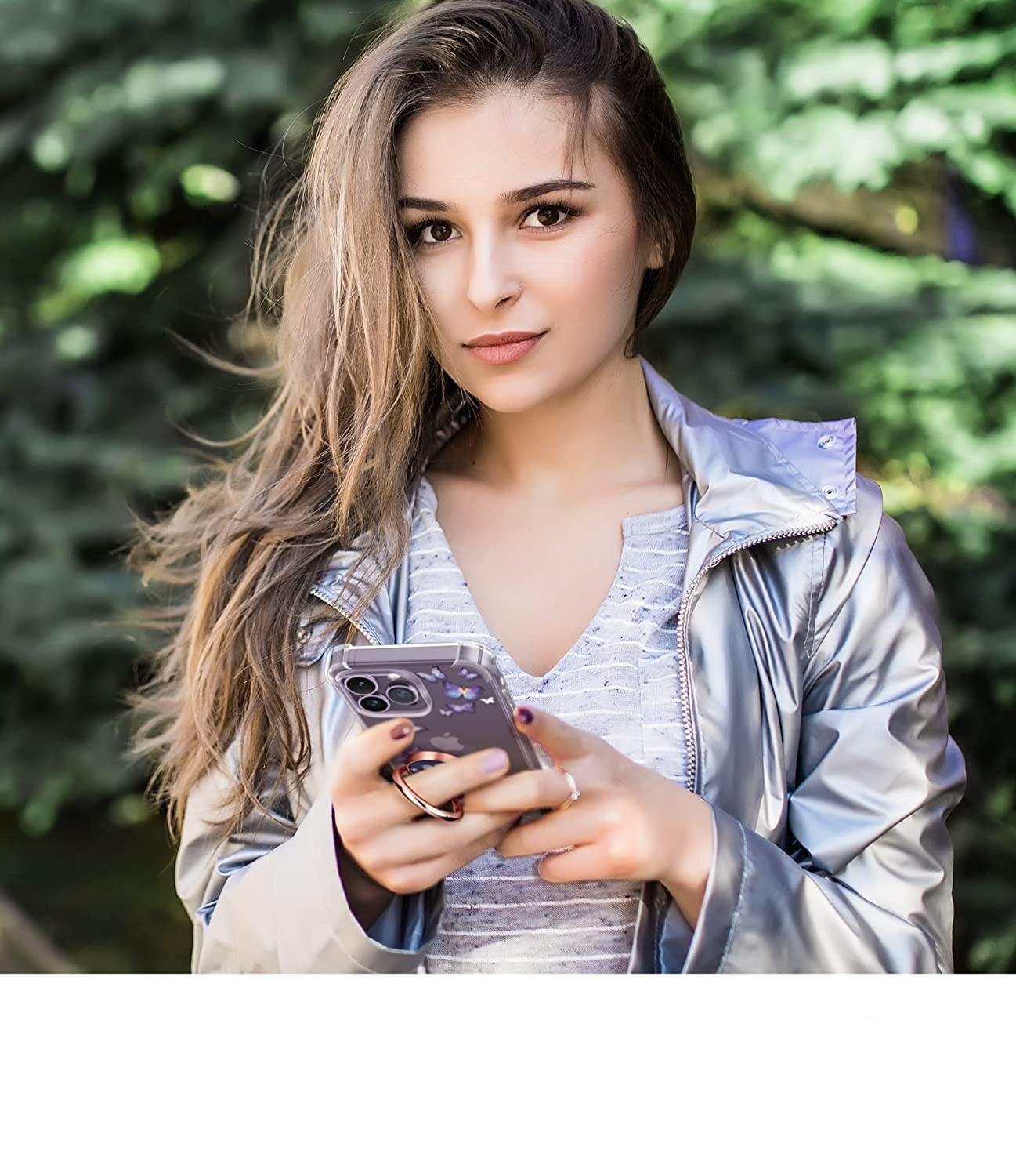 Finger Griff Ring Halterung Selbstklebend 180 Grad für Smartphones - Grün / Gold