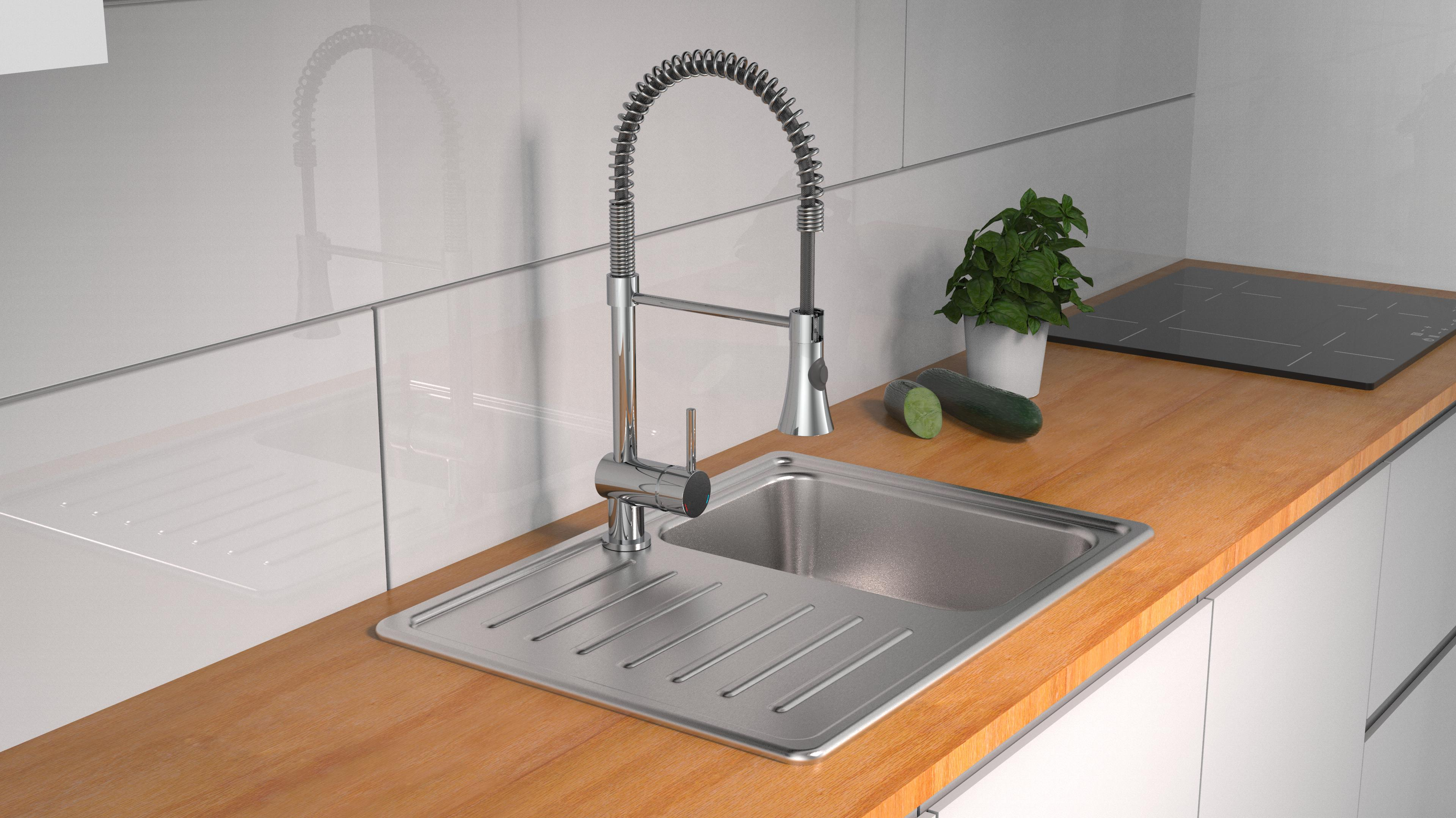 Schutte CORNWALL ééngreepsmengkraan keuken met spiraalveer, chroom
