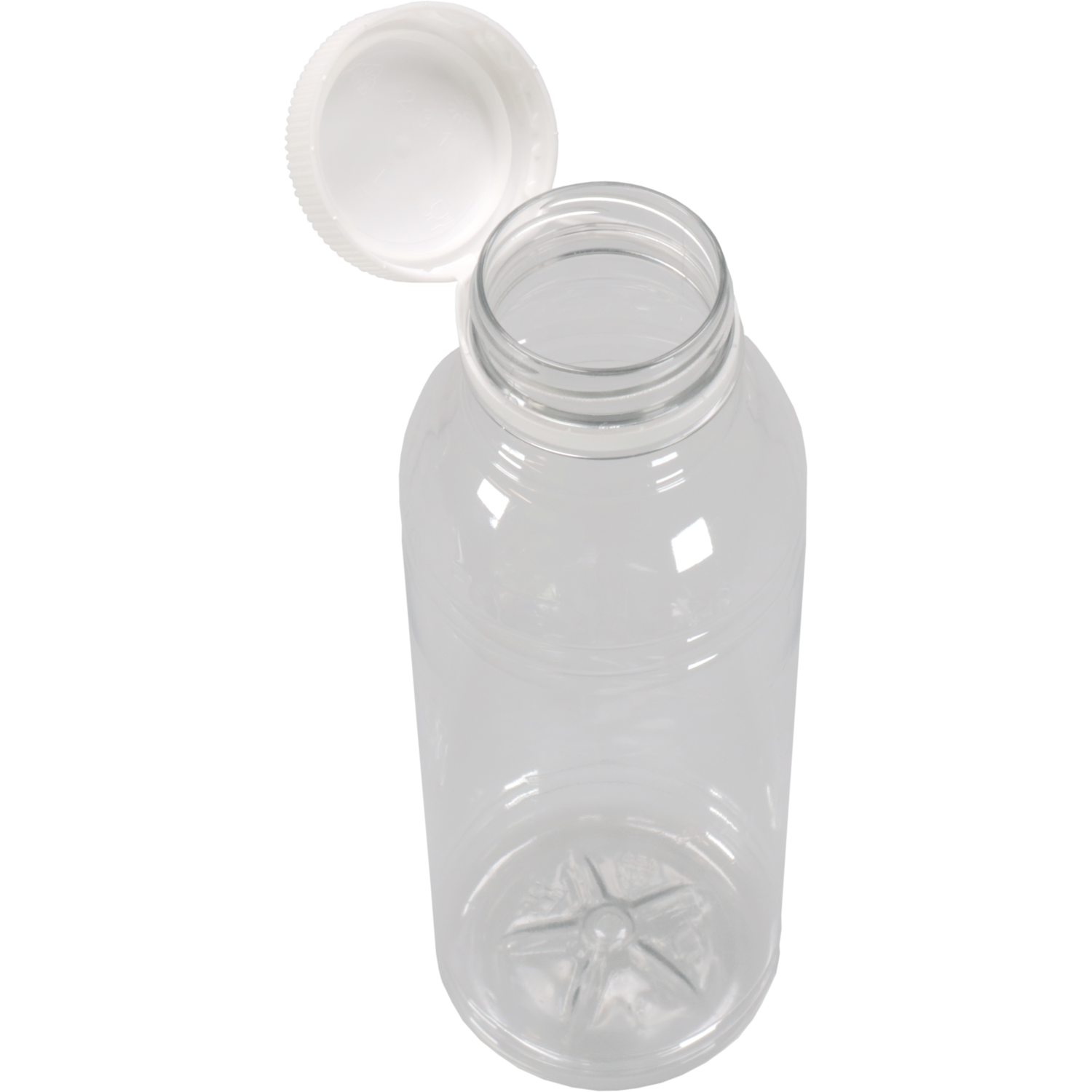 Fles, petfles, Gerecycled PET, met vaste dop, 500ml, transparant/wit