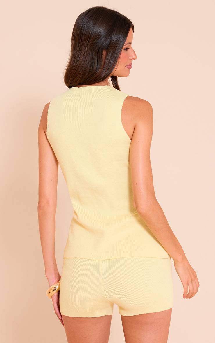 Citron Gilet Boutonné En Maille Compacte