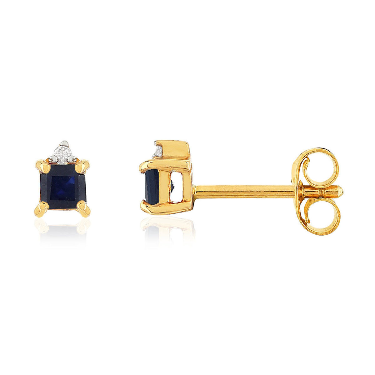 Boucles d'oreilles or 375 2 tons saphirs et diamants