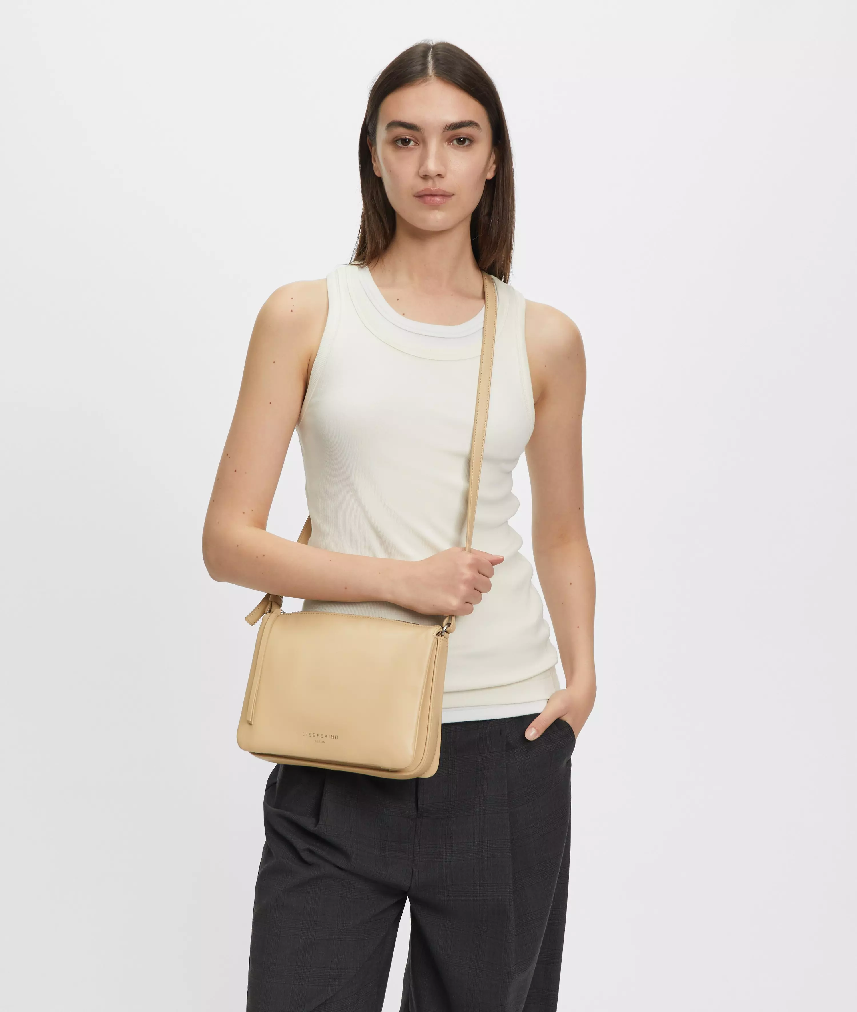Crossbody Spacious shoulder bag made from soft sheepskin