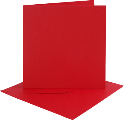 Kort Og Kuverter - Kort Str. 15,2X15,2 CM - Kuvert Str. 16X16 CM - 230 G - Rød - 4 Sæt