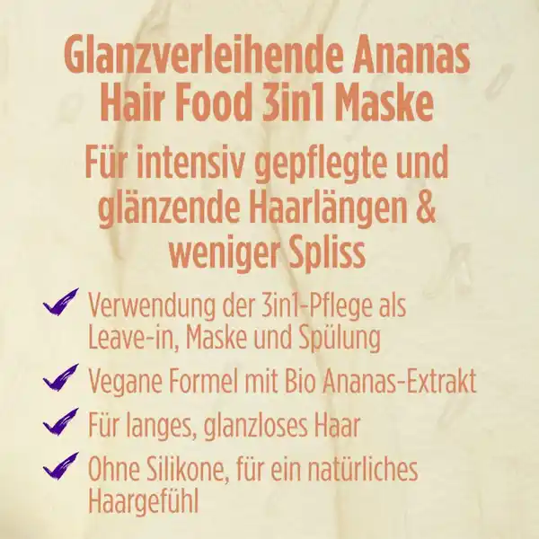 Haarkur Ananas Hair Food 3in1 Maske Glanzloses Haar