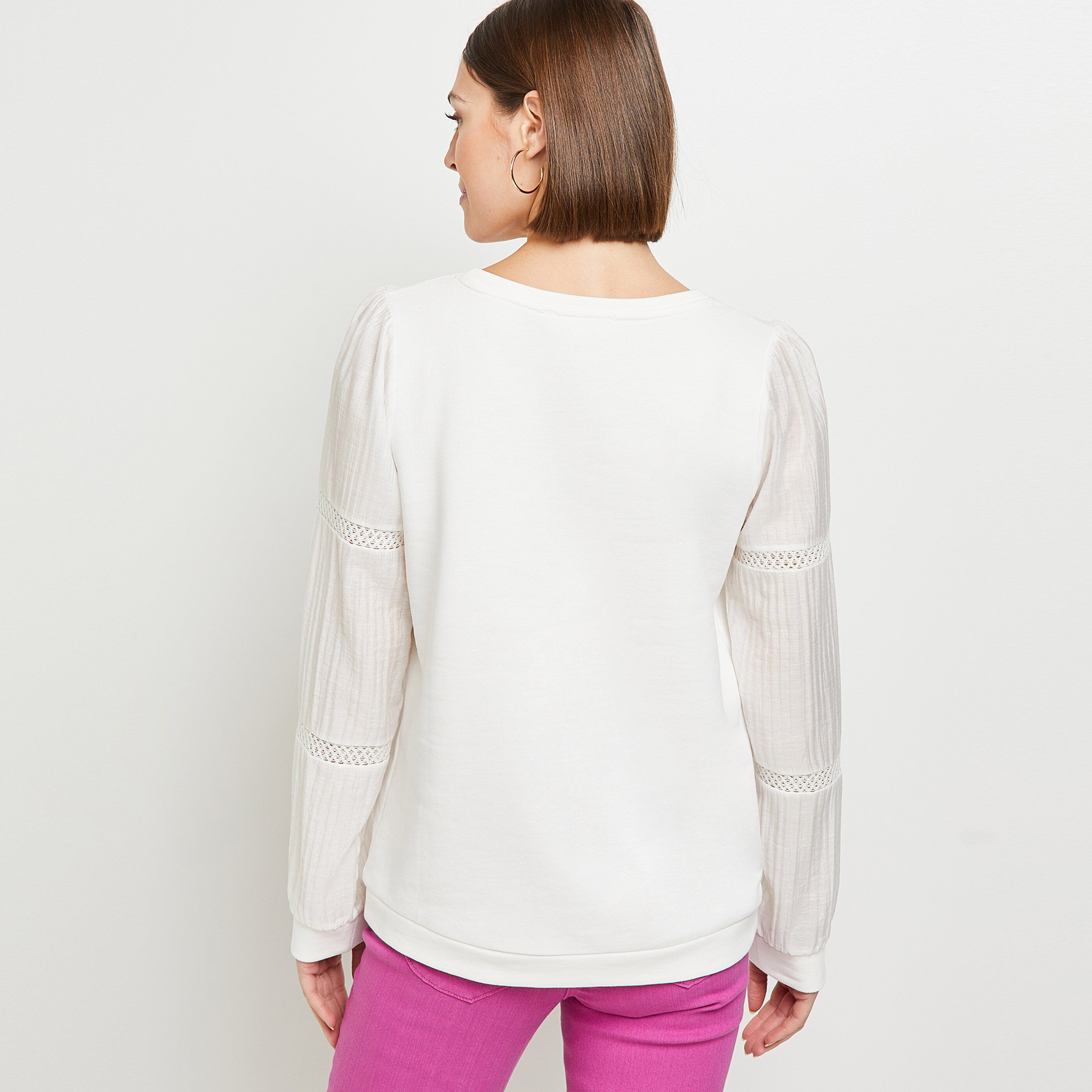 Sweat manches chemisier femme - BLANC CASSE