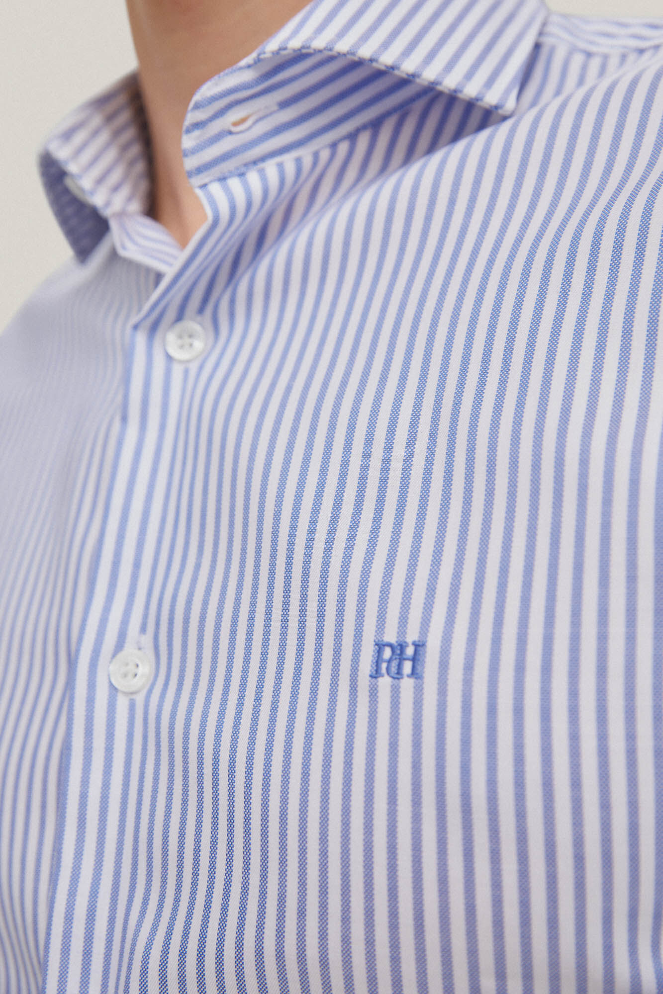 Camisa social listrada que não precisa passar + corte slim resistente a manchas - Azul