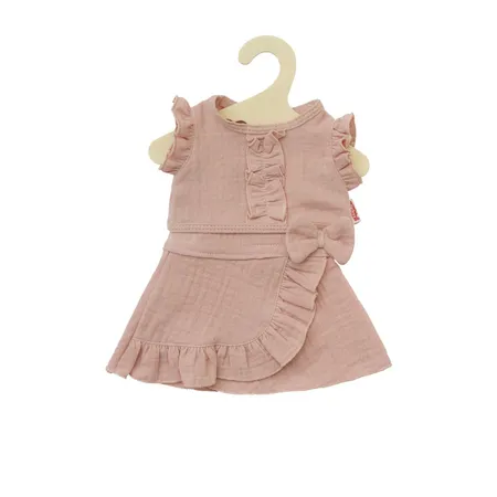 Heless Puppen-Wickelrock mit Rüschen-Top aus 100 % Bio-Baumwolle, rosé, 2-teilig, Gr. 28-35 cm