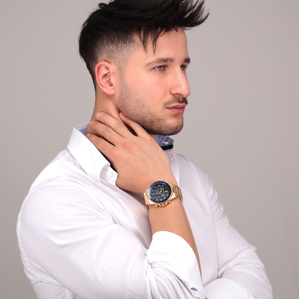 Montre MASERATI homme bracelet acier inoxydable doré jaune