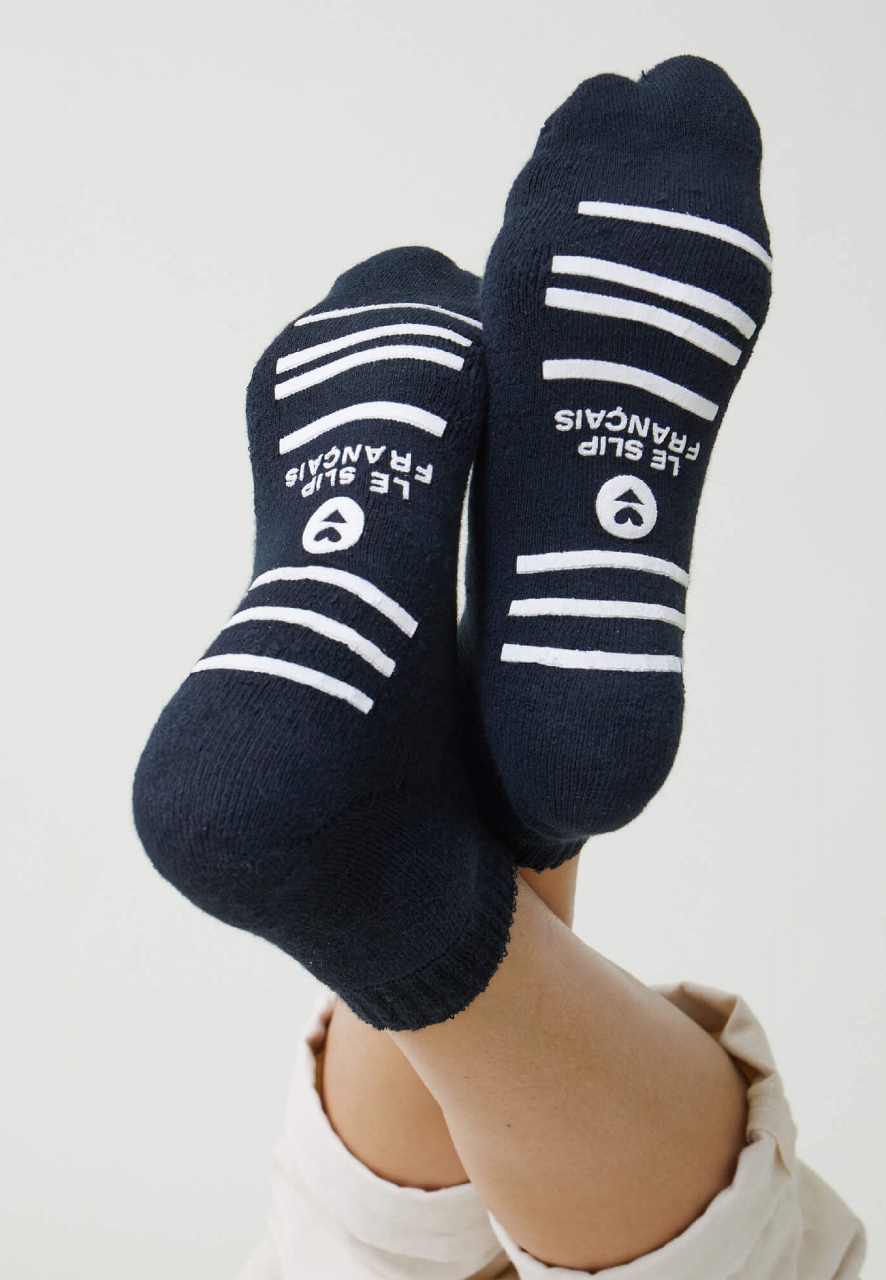 Chaussettes courtes à semelle anti-dérapante-Chaussonou Marine