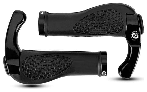 Paire de poignées de vélo avec cornes - noir