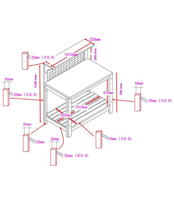 Habau Pflanztisch, ca. B101/H117/T55 cm