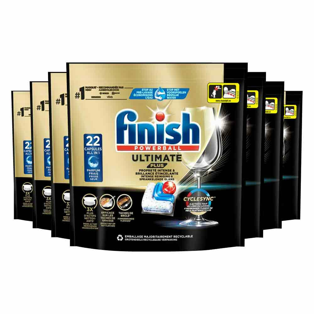7x Finish Ultimate Plus Vaatwastabletten Regular22 stuks