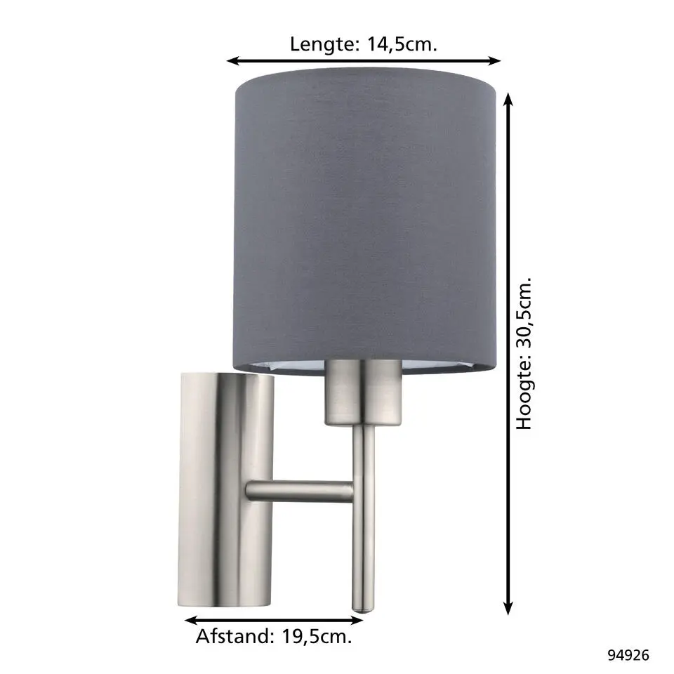 EGLOPasteri-Wandlamp-1Lichts-Nikkel-Mat-Grijs