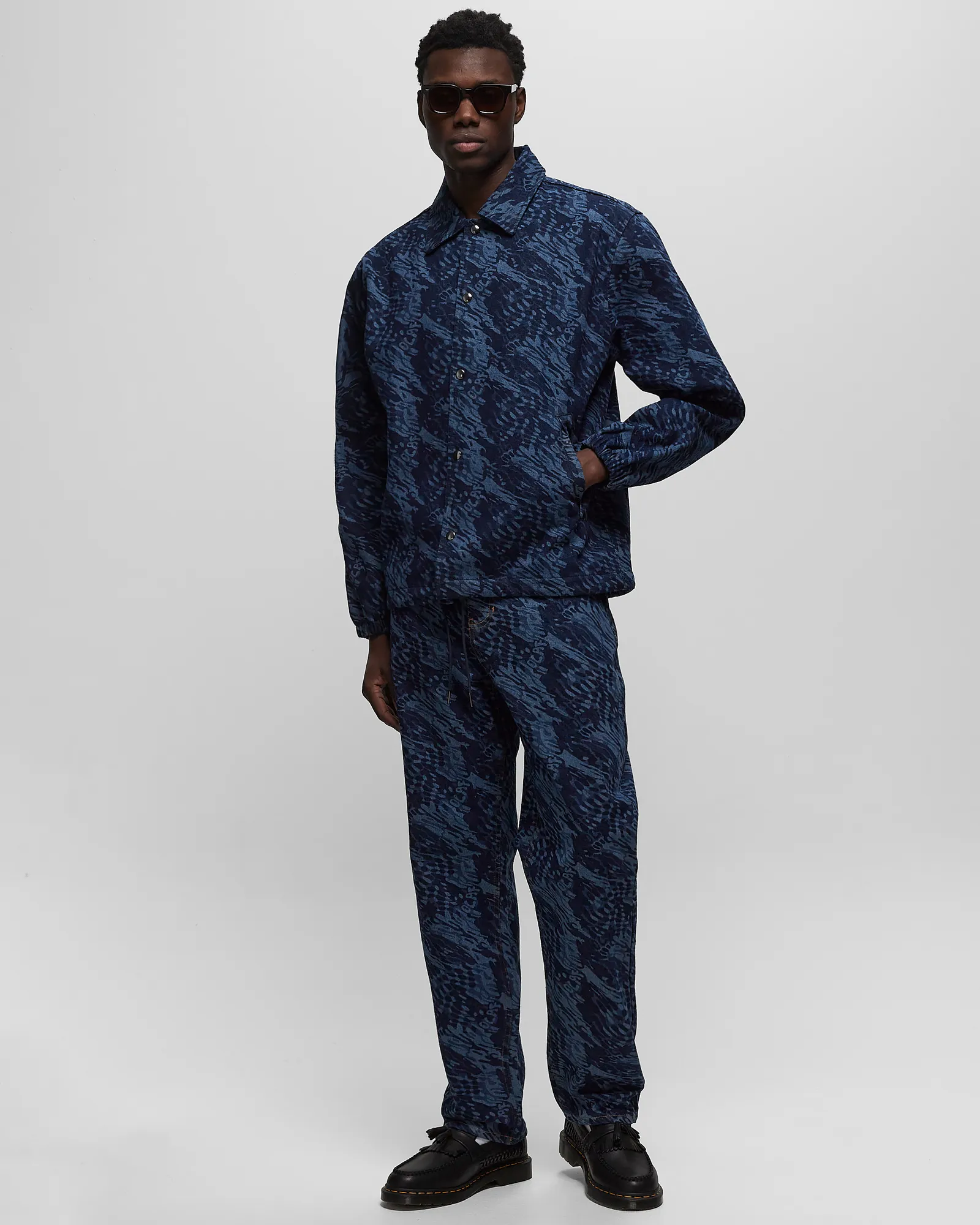 ØLÅF WATER AOP DENIM COACH JACKET