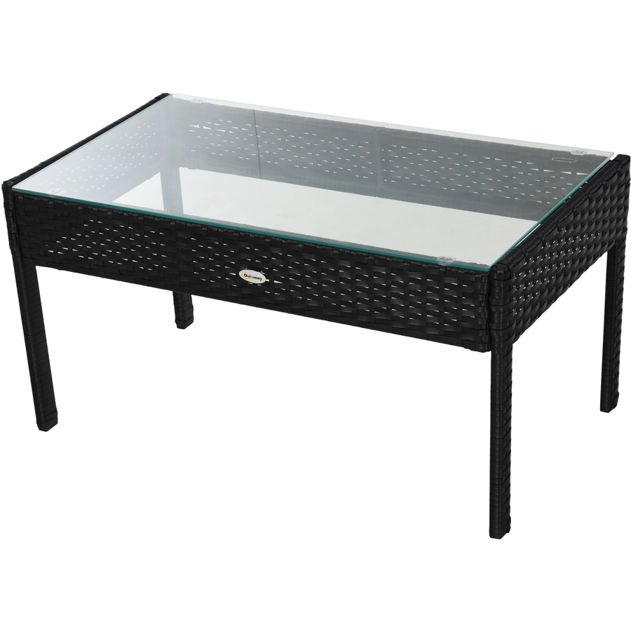 Outsunny Polyrattan Sitzgruppe als 7-teiliges Set schwarz, cremeweiß