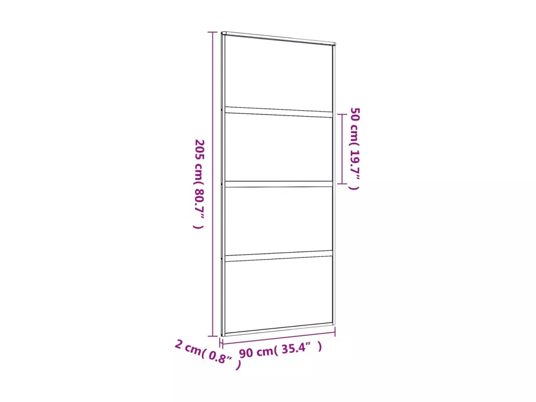 Porte coulissante doré 90x205 cm verre ESG clair et aluminium