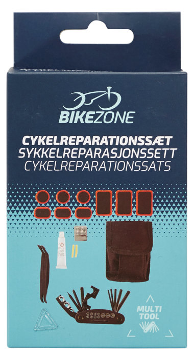 Lappesæt m/multiværktøj til cykler - Bikezone