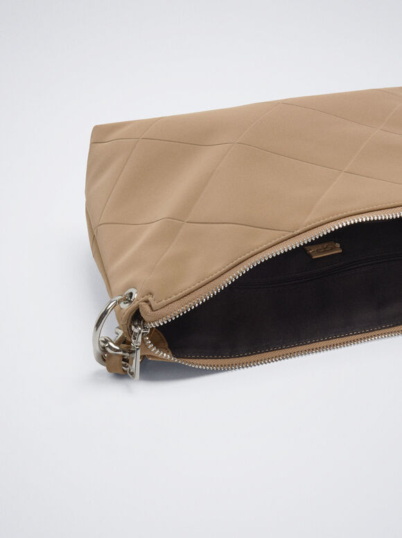 Bolsa de ombro com alça de corrente - Cor de camelo