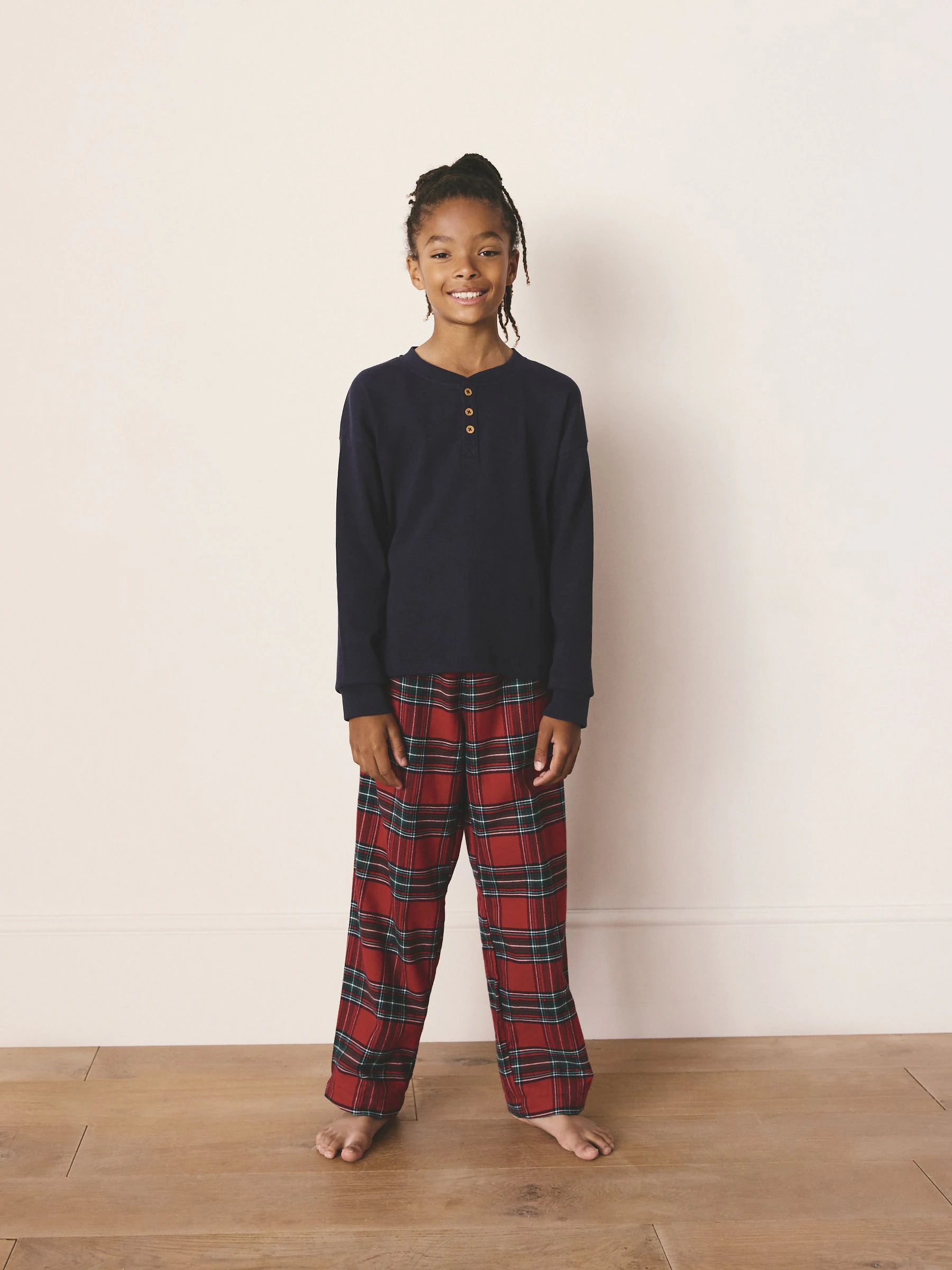 Rood met Schotse ruit - Bijpassende familie Kerstmis Lange mouwen Pyjama's (1,5-16jaar)