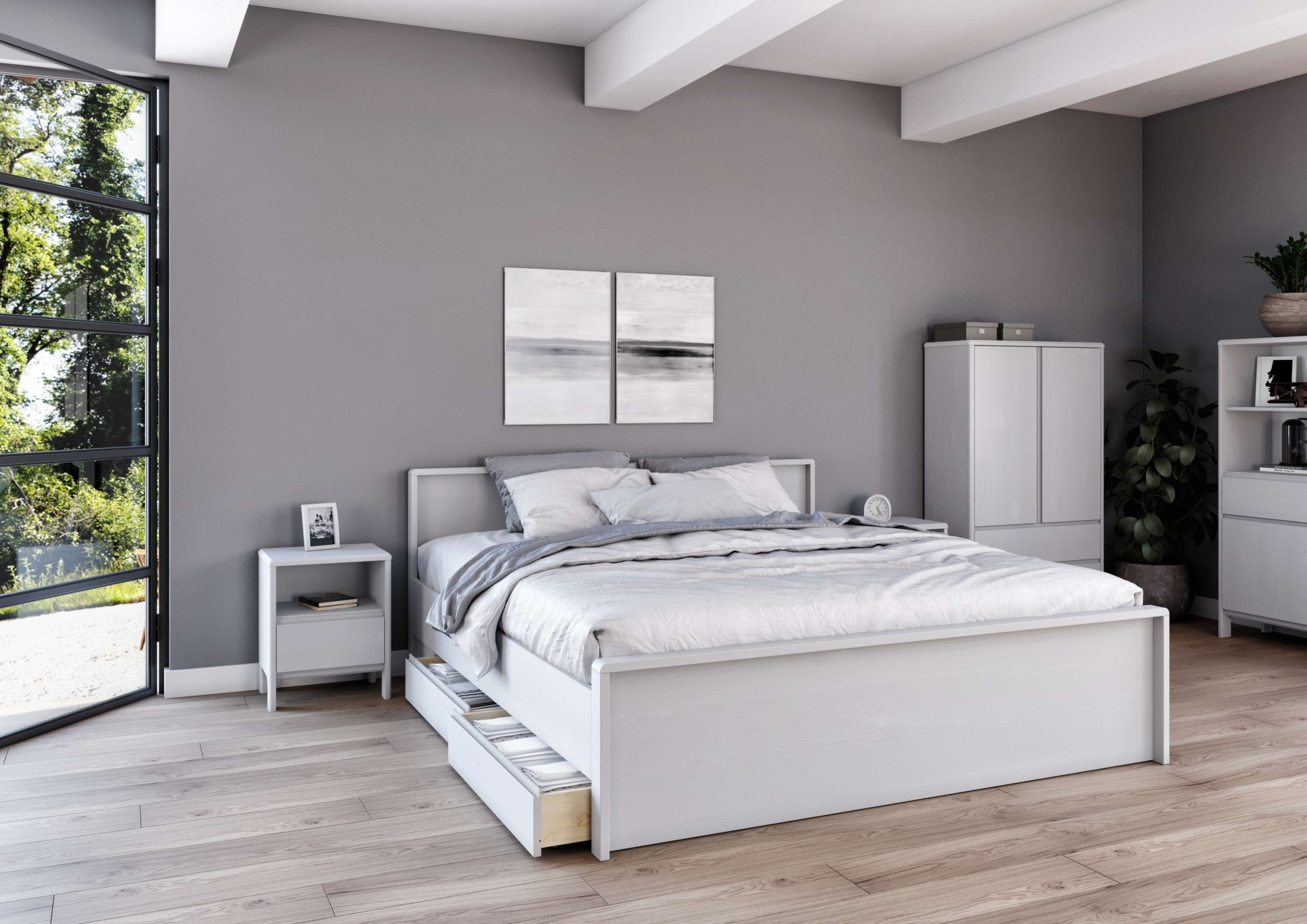 Home affaire Nachttisch »Luven« aus massiver Kiefer, mit 1 Schublade, Breite 44 cm
