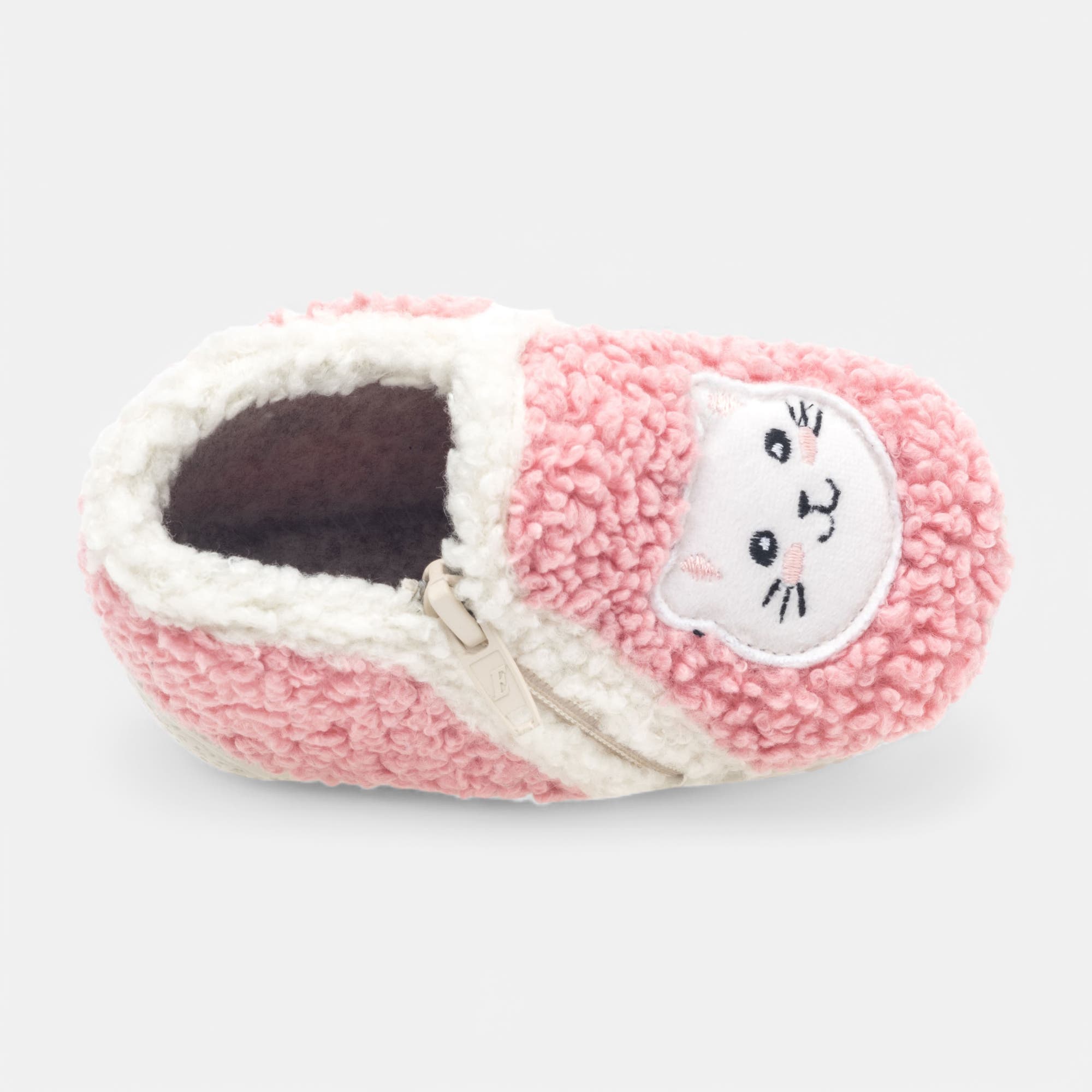 Pantoufles botillons zippés Bébé fille rose