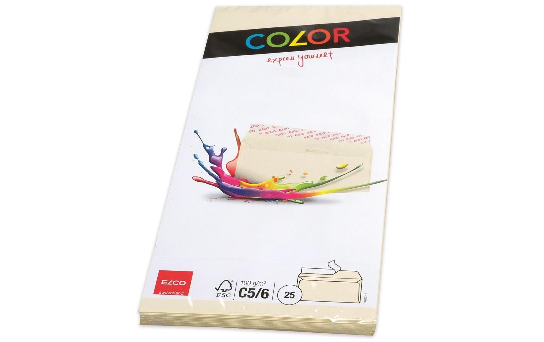 Couvert Color C5/6, Keine Fenster, 25 Stück, ChamoisFarbige Briefumschläge von Elco