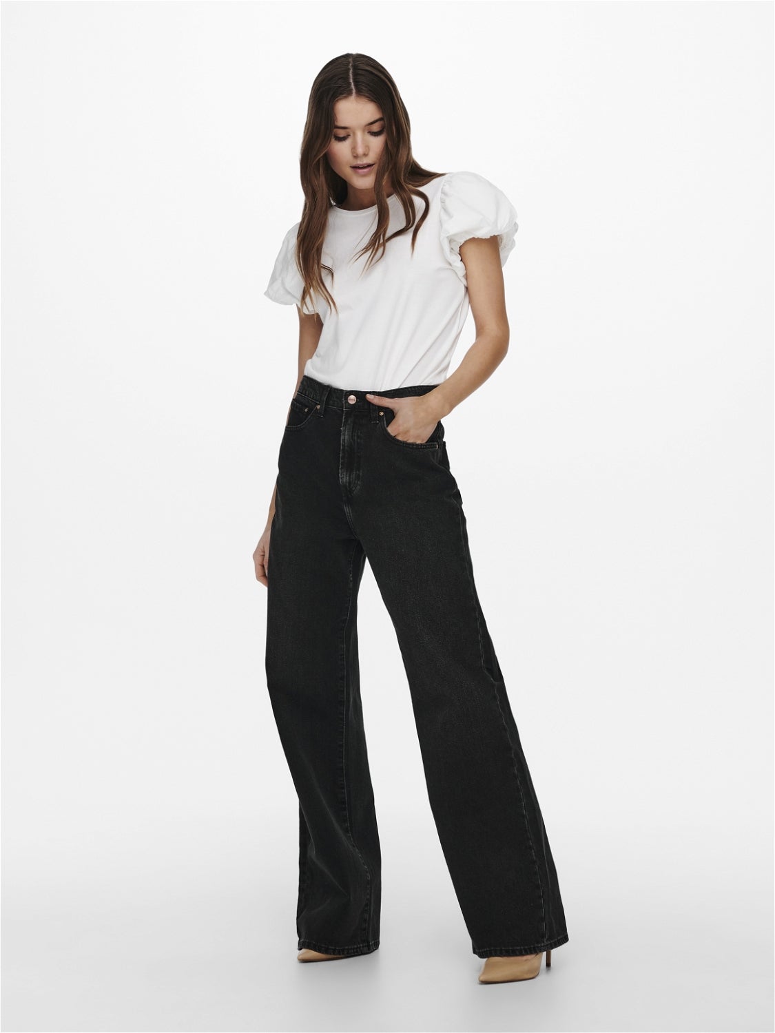 ONLHOPE Hohe Taille Weiter Beinschnitt Jeans Black Denim