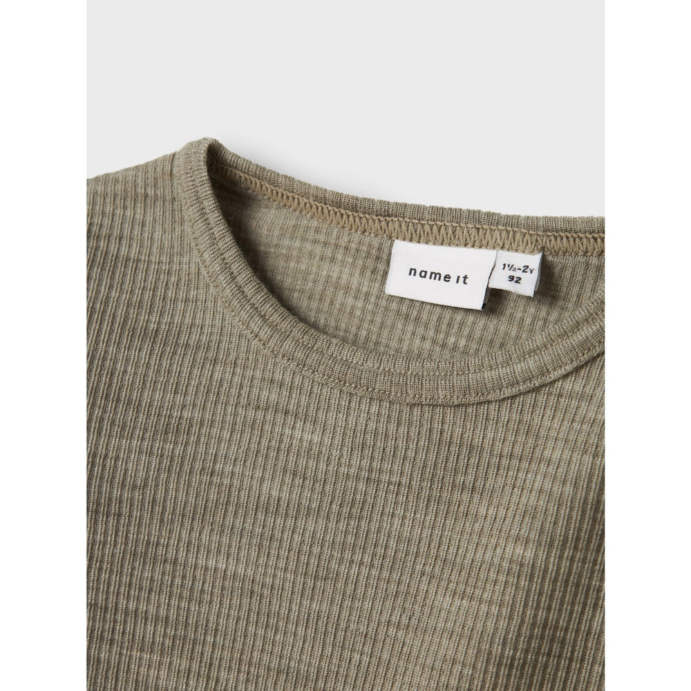 Køb Name It Dried Sage Nmnwax Uld Rib Ls Top Noos