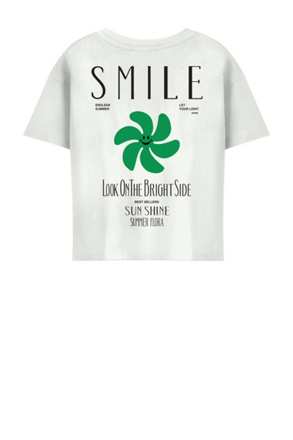 ONLY T-shirt KOGSUN met backprint wit/zwart/groen