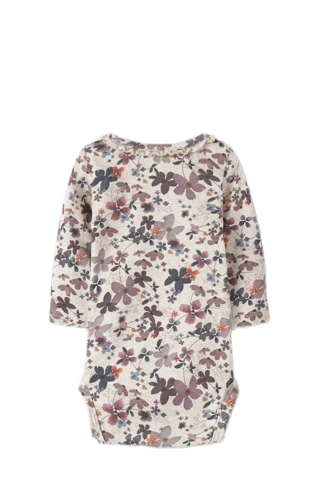 NAME IT BABY romper met bloemenprint ecru/lila