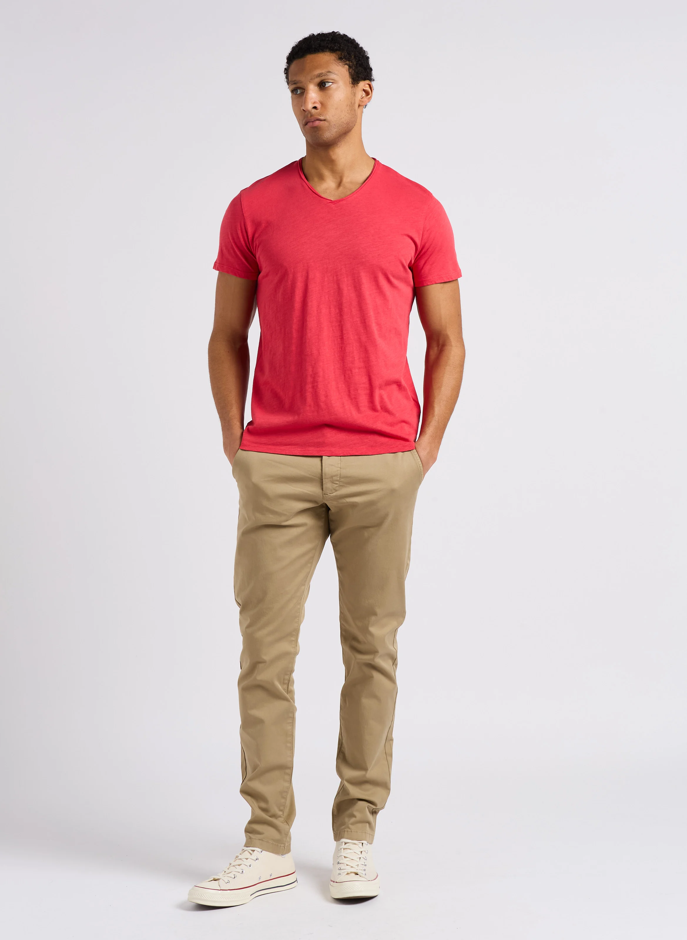 Pantalon chino en coton stretch | Beige