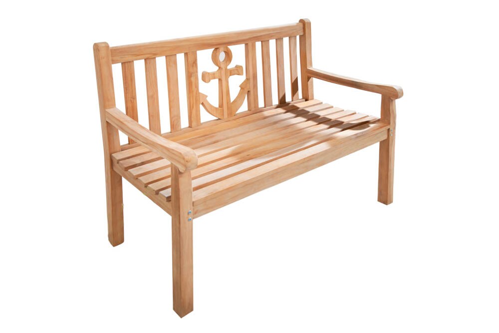riess-ambiente Gartenbank EMPIRE TEAK - 120cm Teakholz mit Ankerdesign massiv