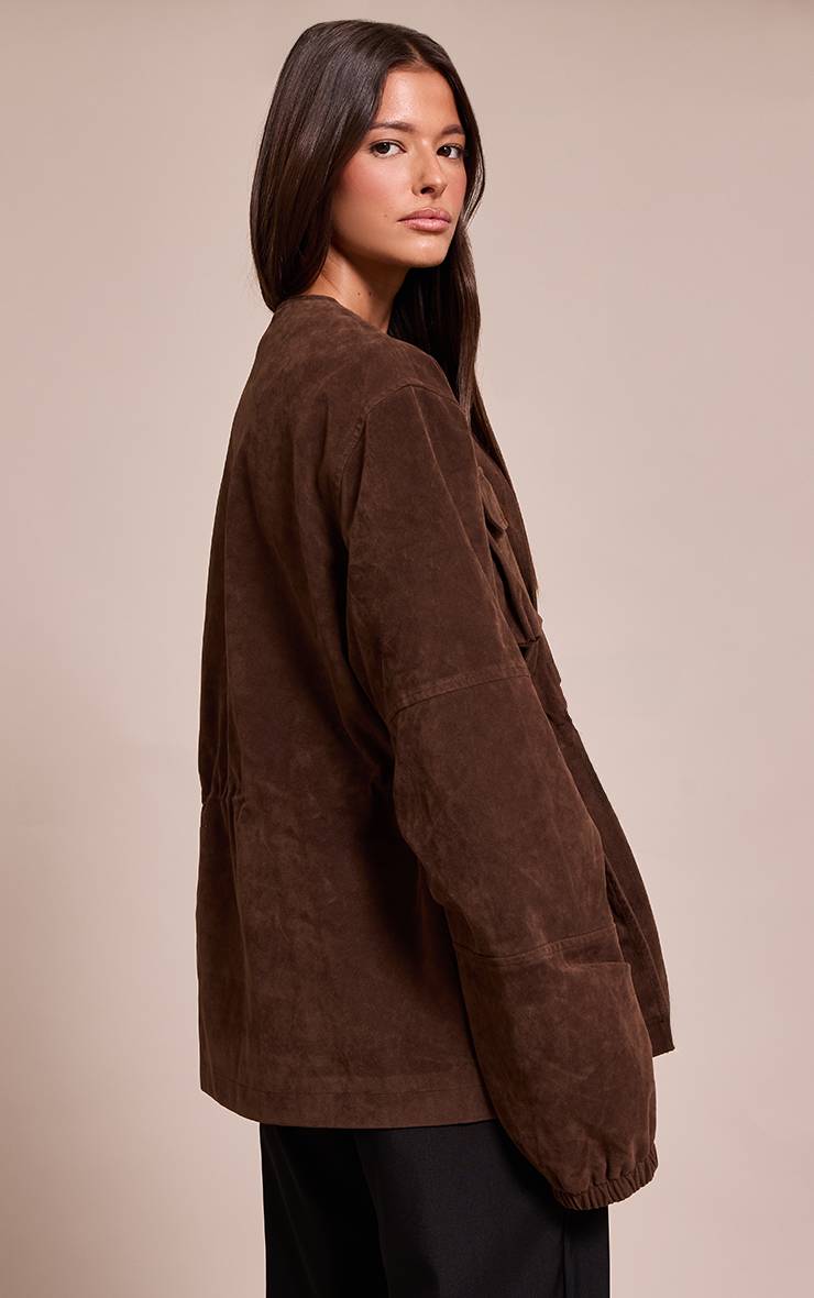 Chocolat Veste Structurée En Synthétique Avec Poches Détaillées Et Taille Ajustable