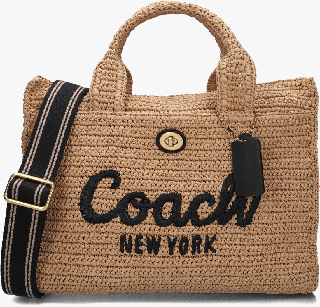 beige coach handtas straw cargo tote