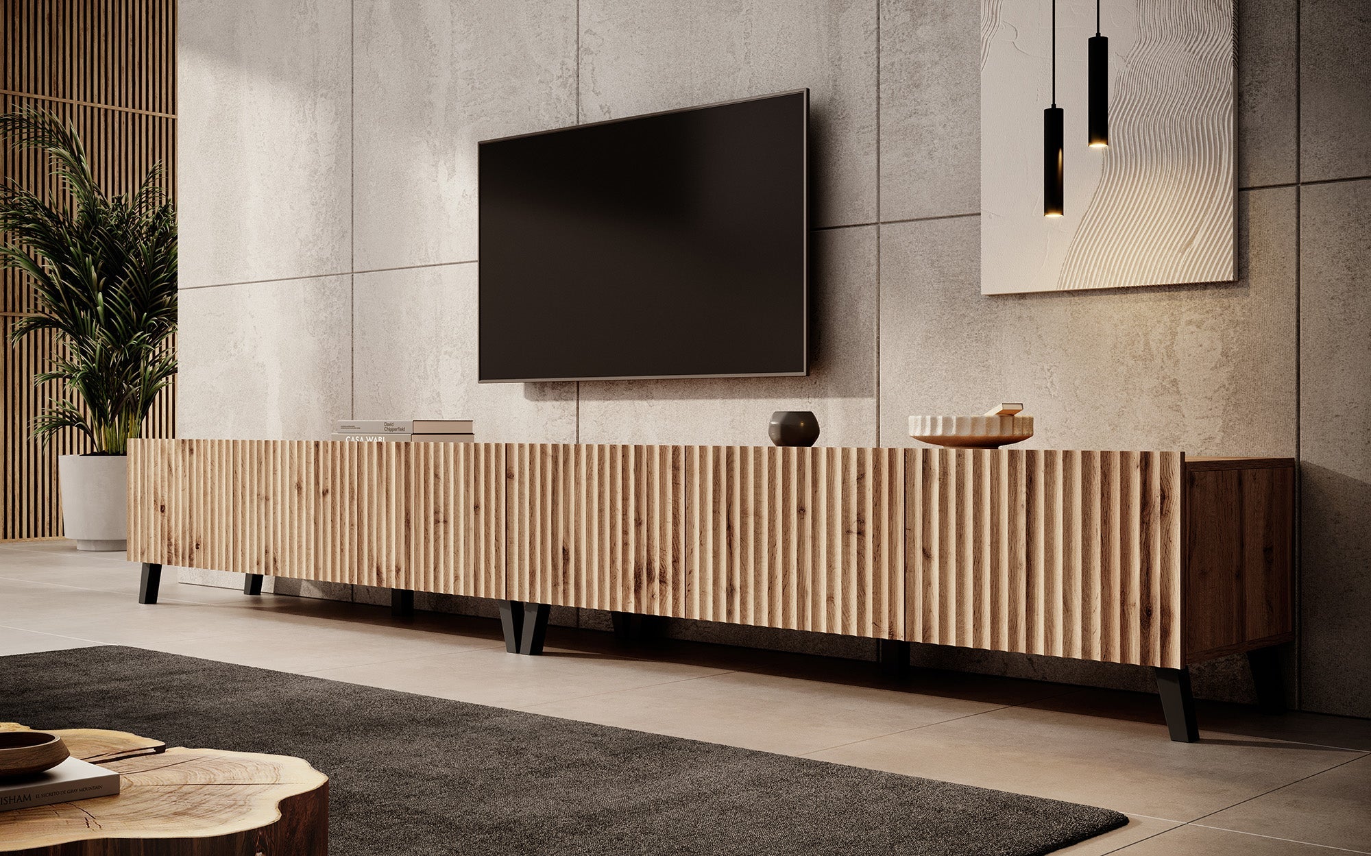 Meubella - TV-Meubel Pepinos 2 - Eiken - 300 cm