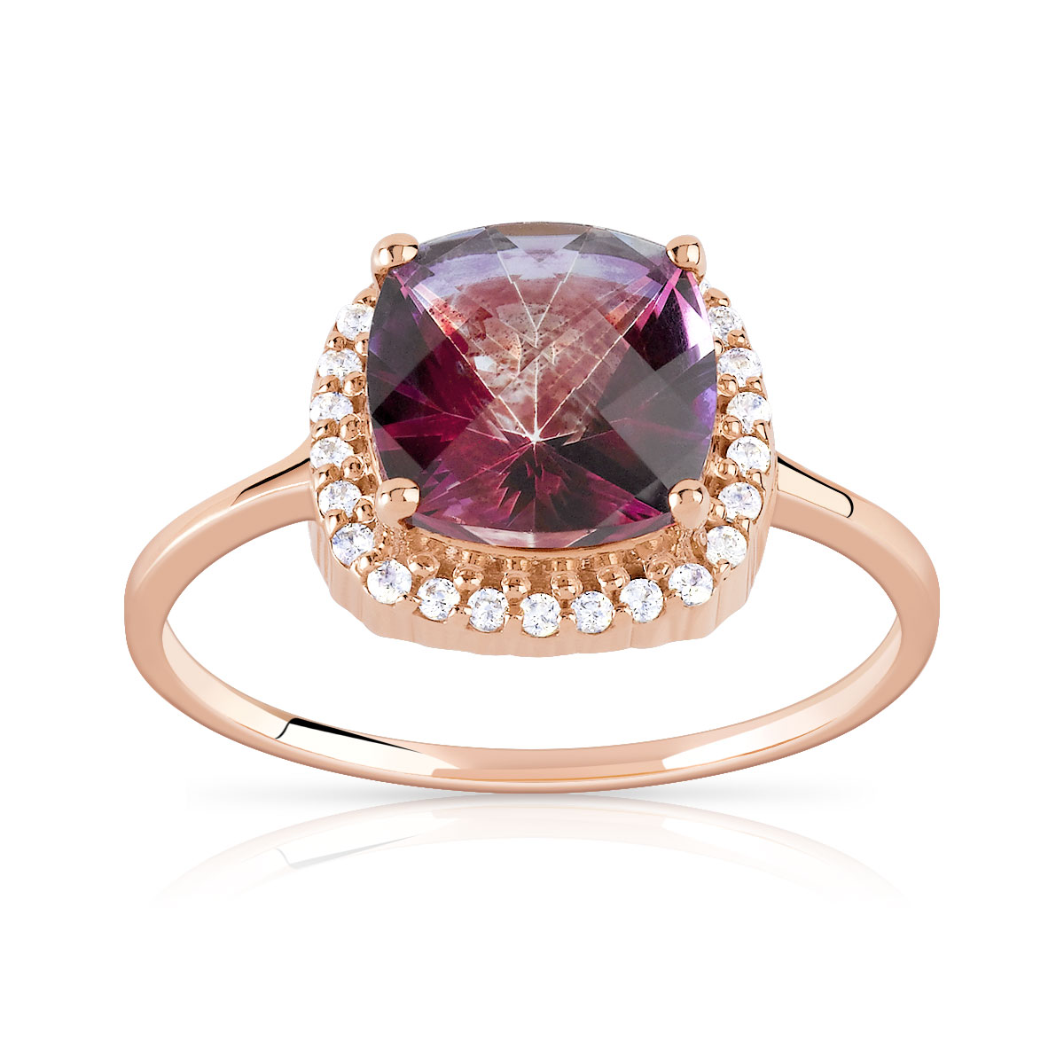 Bague or 375 rose topaze