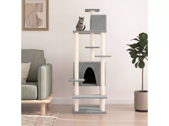 Arbre à chat avec griffoirs en sisal Gris clair 154 cm
