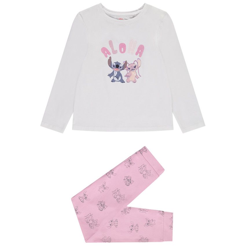 Set pyjama en jersey Stitch & Angel Disney pour fille - Blanc