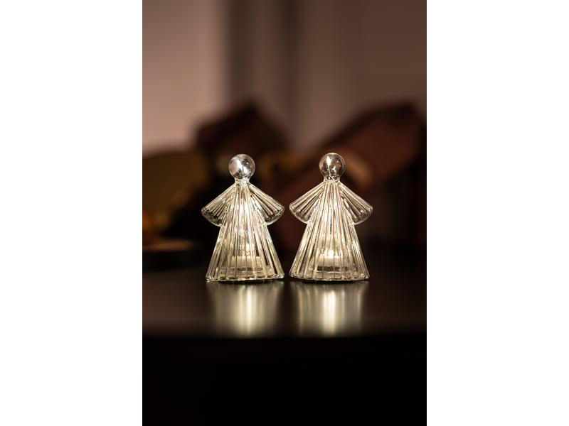Sirius Tischdeko Albert, Ø 6.5 x H 10.5 cm, Weiss Weihnachtliche LED-Dekoration 2-er Set