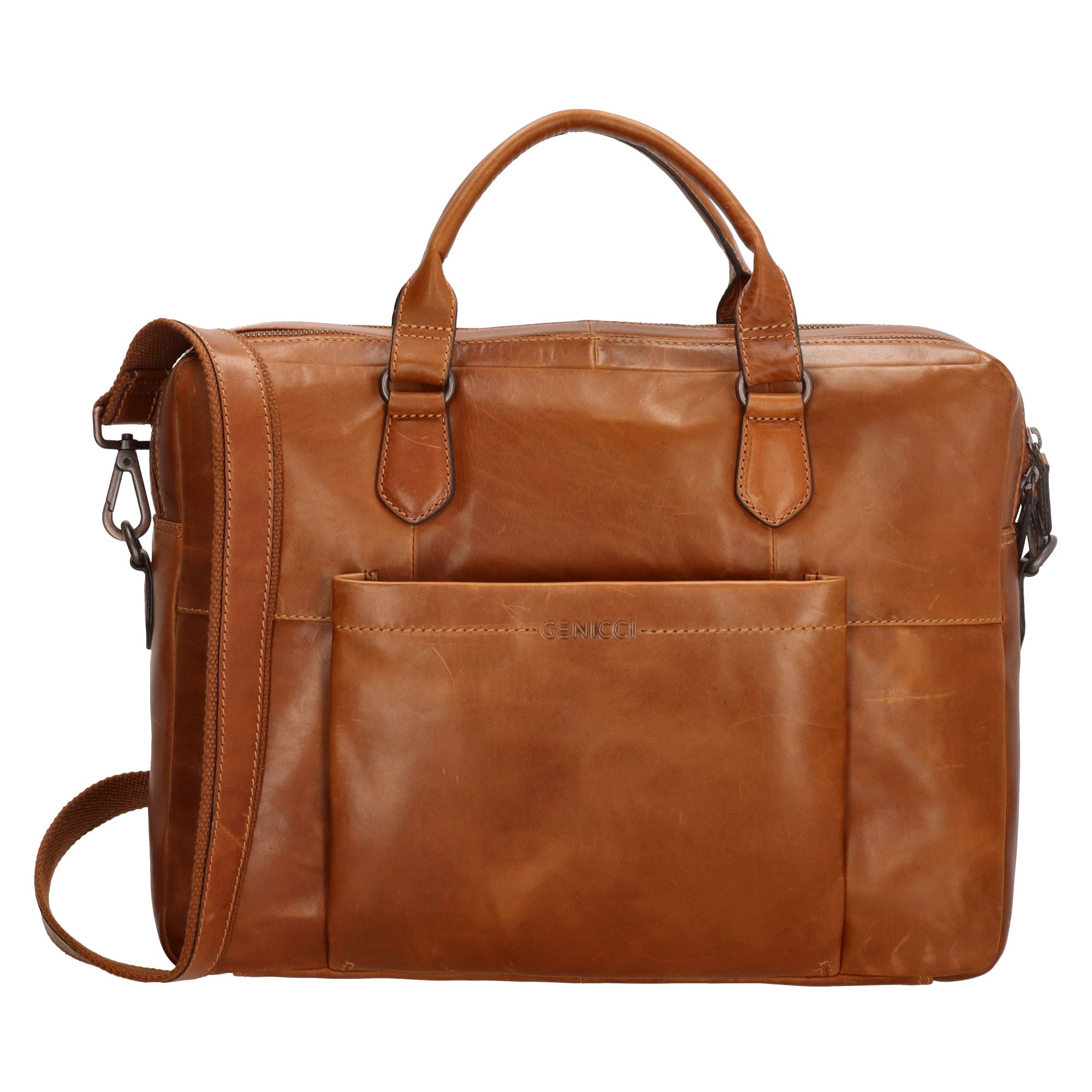 Genicci Noble Laptoptas Churchill 15,6 inch Cognac