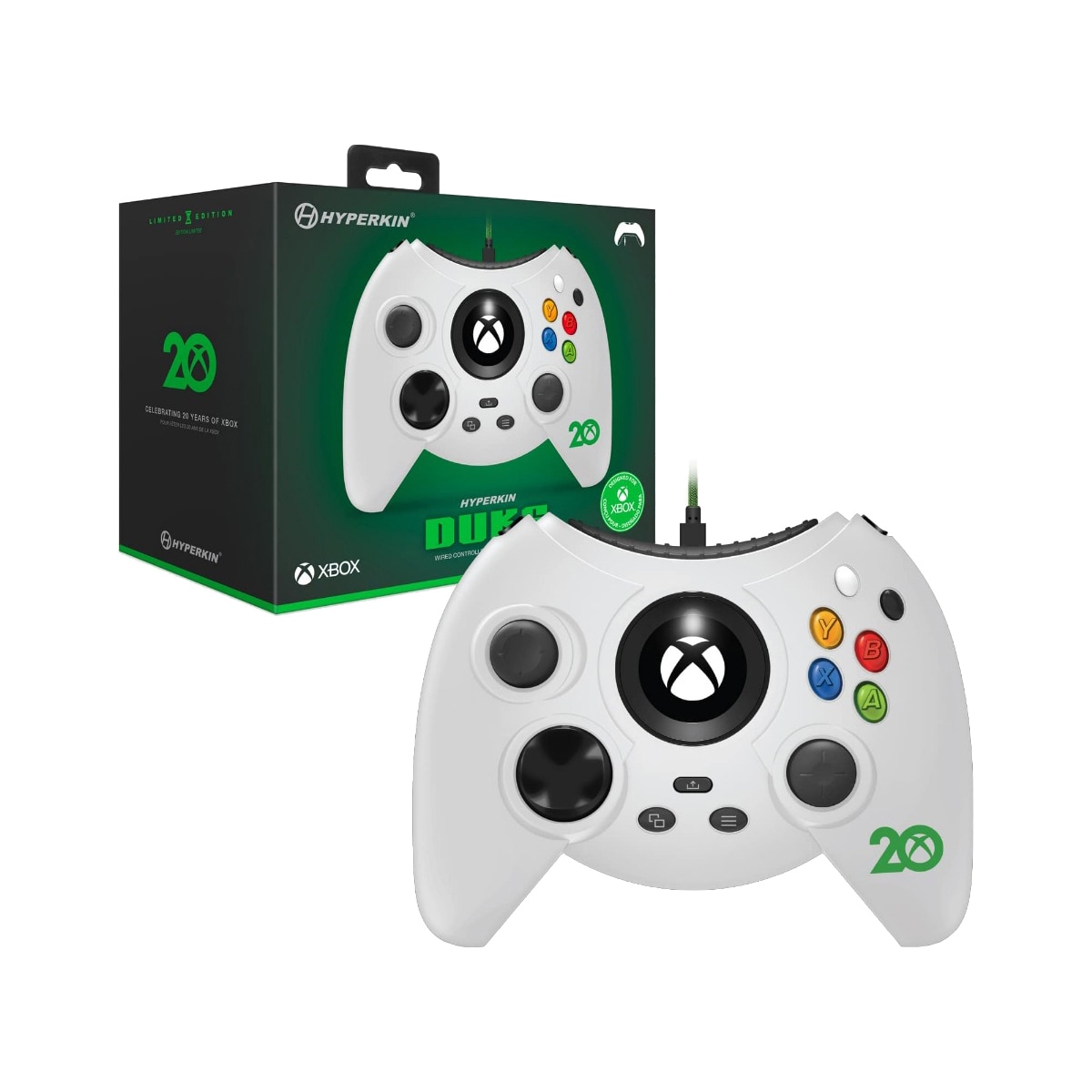 Hyperkin Duke Xbox 20th Anniversary kablet kontroller (hvit)