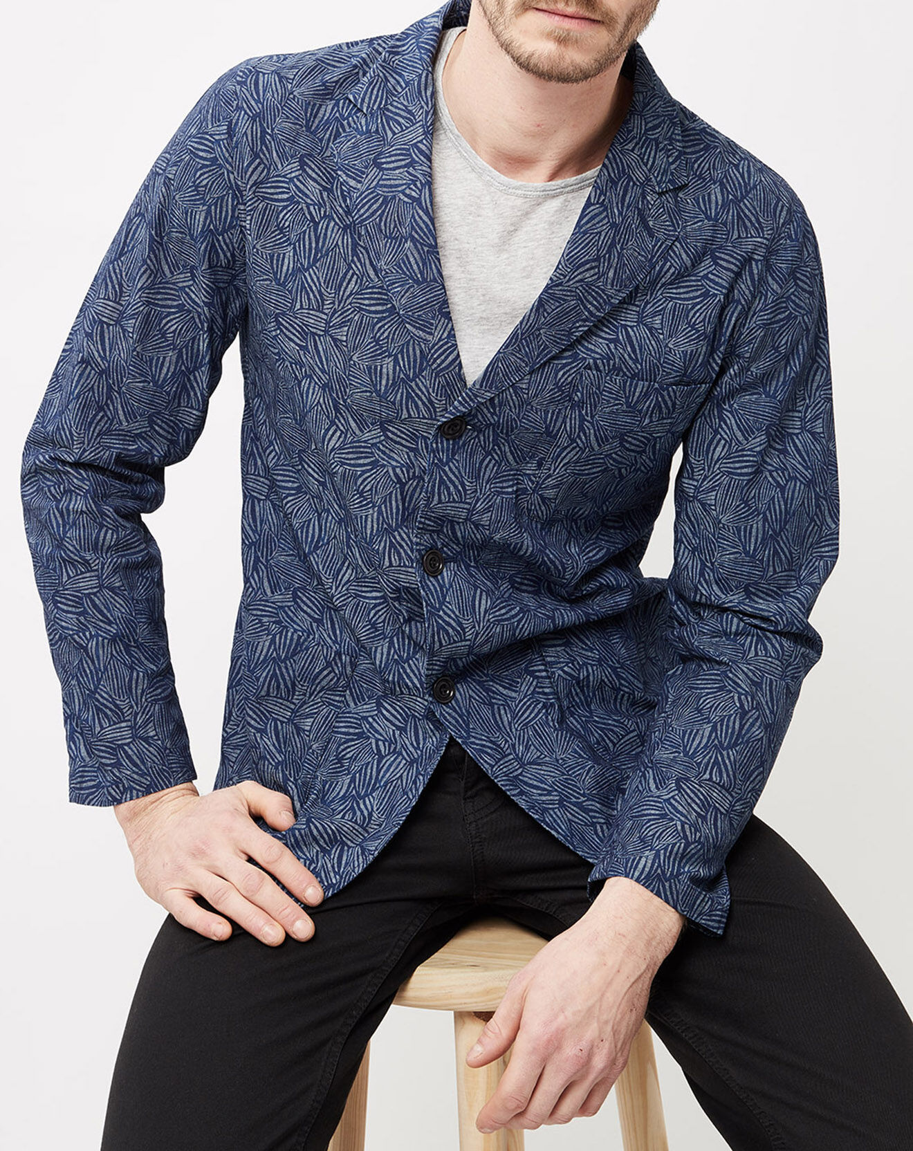 Hartford Veste Job avec imprimé indigo