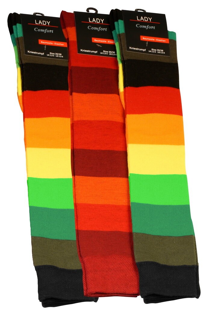 Cotton Prime® Kniestrümpfe 3 Paar, mit Blockstreifen