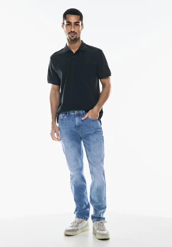 Bleached Regular Fit Jeans - light blue wash